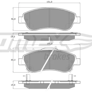 Taniej Zestaw klocków hamulcowych, hamulce tarczowe TOMEX BRAKES TX 15-70