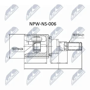 Zamów teraz Zestaw przegubu, wał napędowy NTY NPW-NS-006