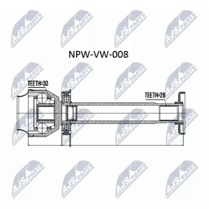 Zniżka Zestaw przegubu, wał napędowy NTY NPW-VW-008